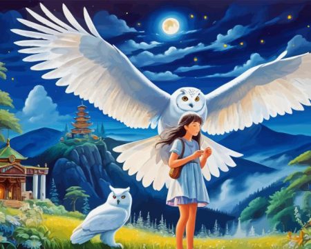 Lady With Owl Diamond Painting