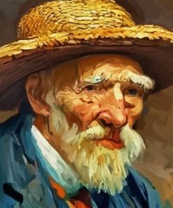 Old Man With Straw Hat Diamond Painting