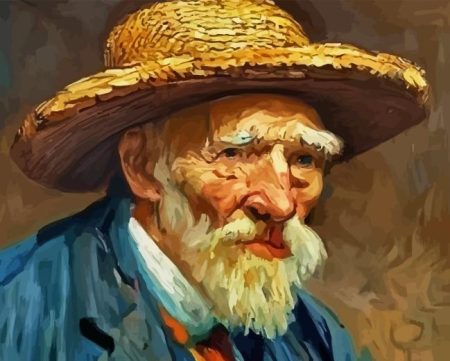 Old Man With Straw Hat Diamond Painting