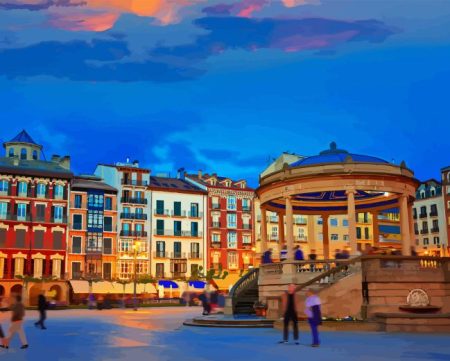 Pamplona Plaza Del Castillo Diamond Painting