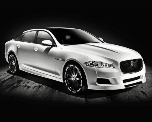 White Jaguar XJ Car Diamond Painting