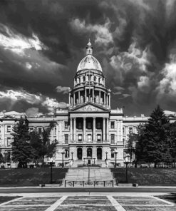 Black And White Colorado State Capitol Diamond Painting