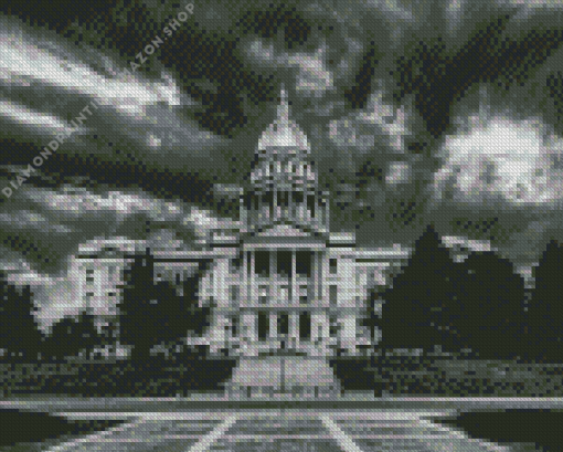 Black And White Colorado State Capitol Diamond Painting