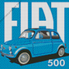 Blue Fiat 500 Car Poster Diamond Painting