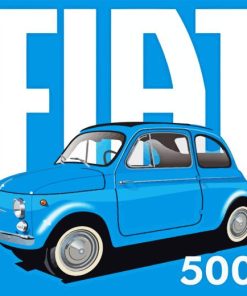 Blue Fiat 500 Car Poster Diamond Painting