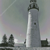 Black And White Fort Gratiot Lighthouse Diamond Painting