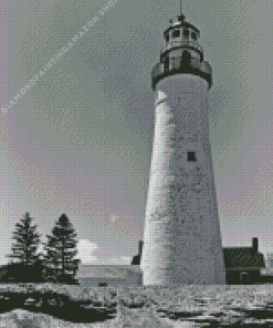 Black And White Fort Gratiot Lighthouse Diamond Painting