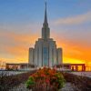 Oquirrh Temple At Sunset Diamond Painting