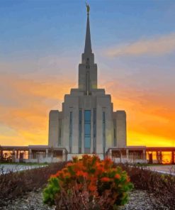 Oquirrh Temple At Sunset Diamond Painting