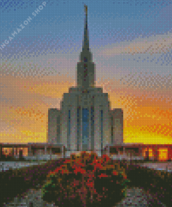 Oquirrh Temple At Sunset Diamond Painting