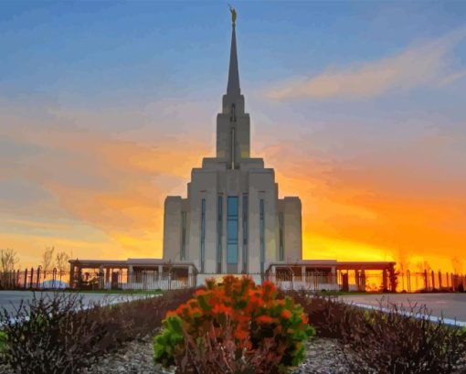 Oquirrh Temple At Sunset Diamond Painting