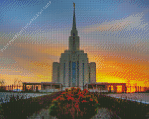 Oquirrh Temple At Sunset Diamond Painting