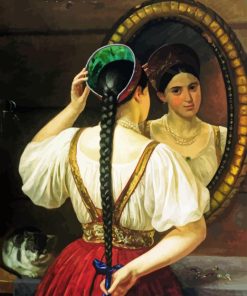 Woman Looking In A Mirror Diamond Painting