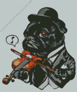 Dog With Violin Diamond Painting