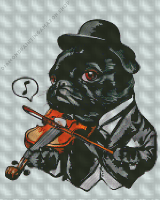 Dog With Violin Diamond Painting