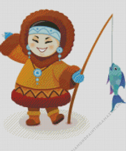 Eskimo Girl Fishing Diamond Painting