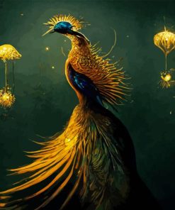 Golden Peacock Diamond Painting