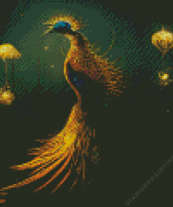 Golden Peacock Diamond Painting