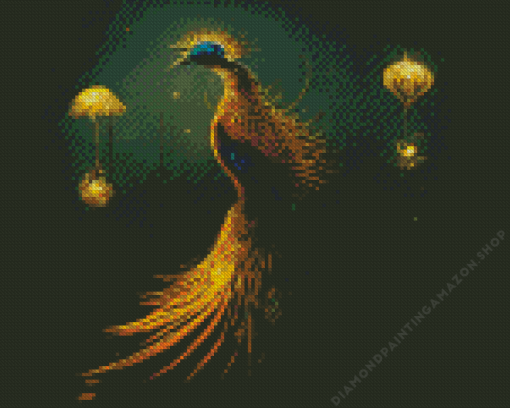 Golden Peacock Diamond Painting