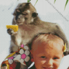 Kid And Monkey Diamond Painting