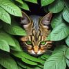 Cat Behind Leaves Diamond Painting