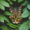 Cat Behind Leaves Diamond Painting