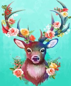 Spring Flowers Deer Diamond Painting