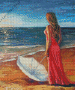 Woman On Beach Diamond Painting