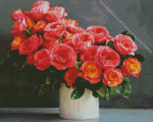 Peachy Flowers Diamond Painting