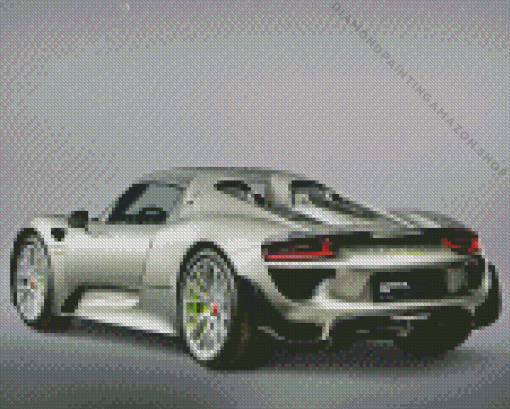 Silver Porsche 918 Diamond Painting