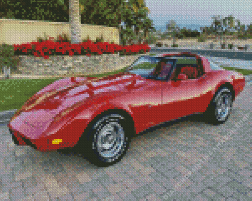 Red 79 Corvette Diamond Painting