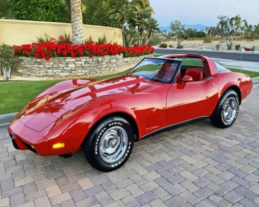 Red 79 Corvette Diamond Painting