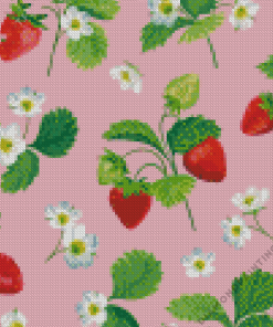 Strawberry With Flowers Diamond Painting