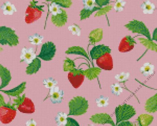 Strawberry With Flowers Diamond Painting