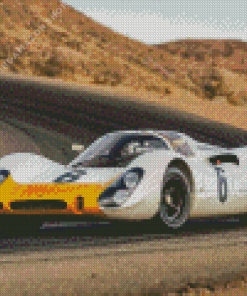 White Race Car Diamond Painting