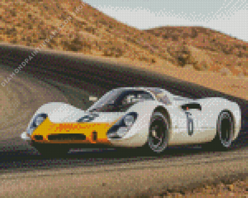 White Race Car Diamond Painting