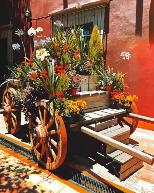 Wooden Cart Diamond Painting