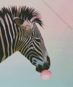 Zebra Blowing Bubble Diamond Painting