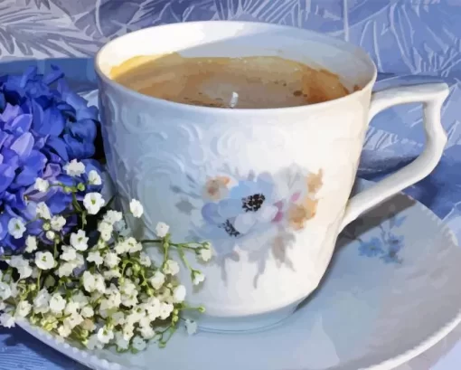 Coffee And Flowers Diamond Painting