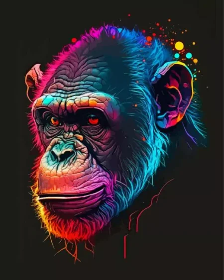 Neon Chimpanzee Diamond Painting