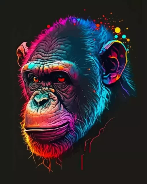 Neon Chimpanzee Diamond Painting