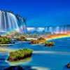 Rainbow Iguazu Falls Diamond Painting