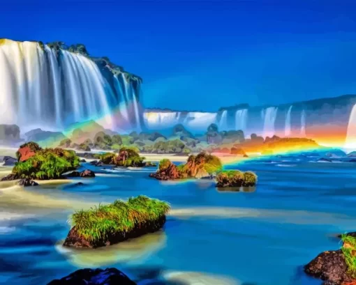 Rainbow Iguazu Falls Diamond Painting