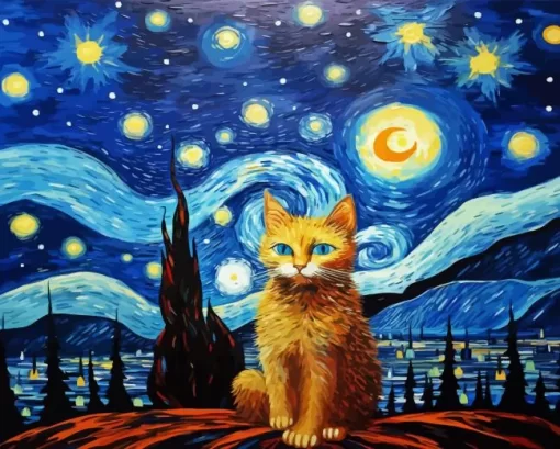 Starry Cat Diamond Painting