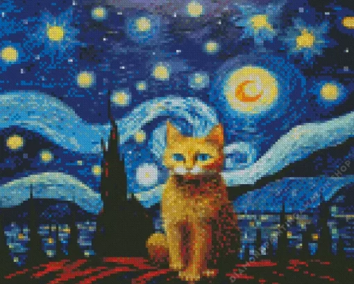 Starry Cat Diamond Painting