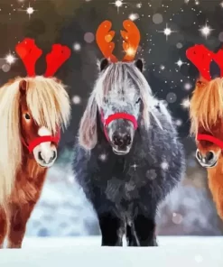 Christmas Ponies Diamond Painting