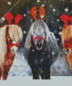 Christmas Ponies Diamond Painting