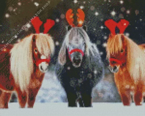 Christmas Ponies Diamond Painting