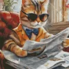 Kitty Reading Diamond Painting