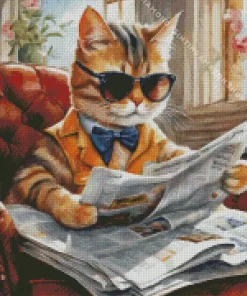 Kitty Reading Diamond Painting